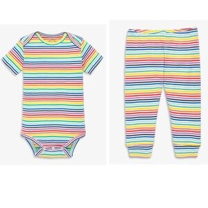 Primary Organic Cotton Mini Rainbow Stripe 0-3 Month Bodysuit and Pants Set